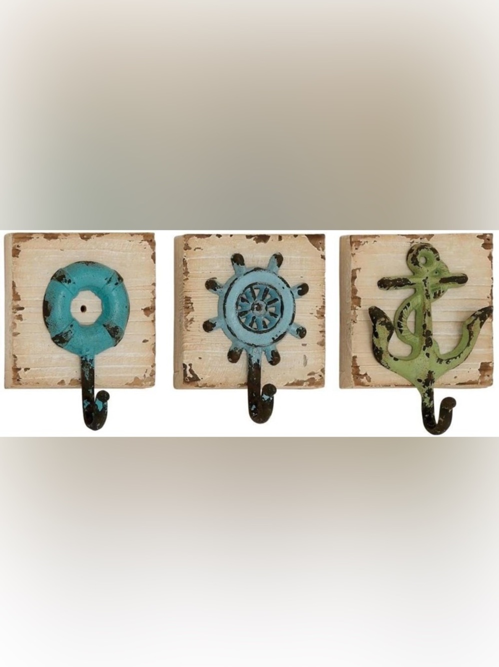 (NEW) Heavy Duty Set of 3 Iron Nautical Wall Hooks/ home decor/ coastal decor